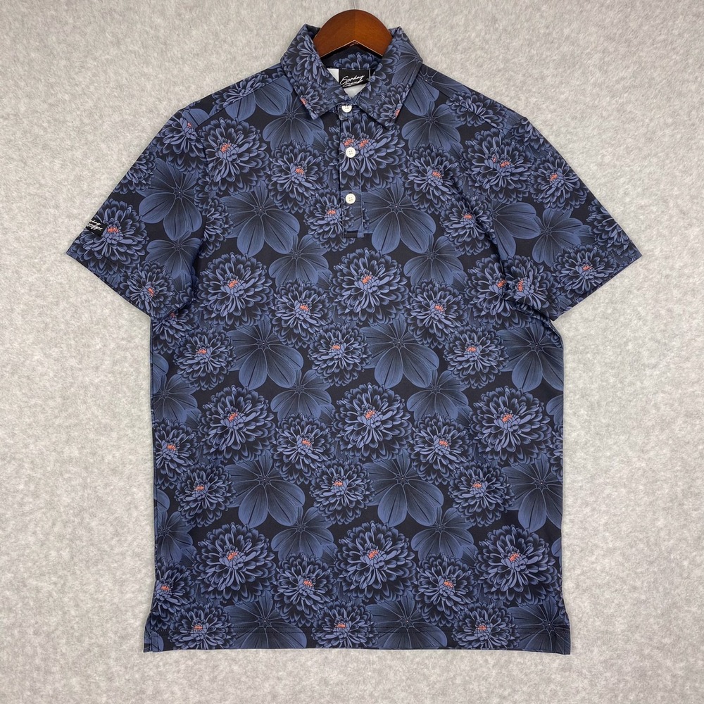 Sunday Swagger Shirt Mens S Midnight Golf Polo Floral All Over Print